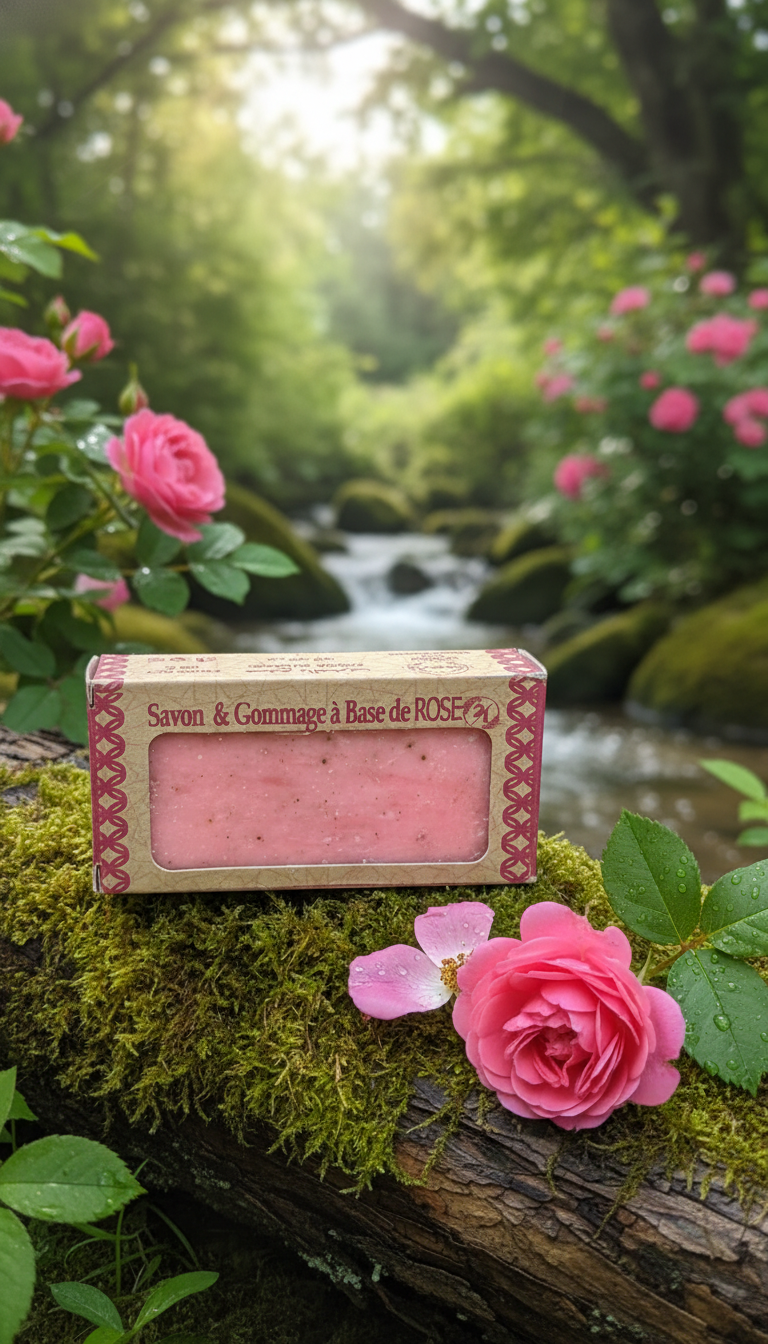savon gommage 2 en 1 à la rose